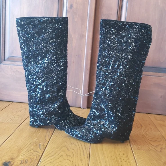 NWT A New Day Sequin Black Women's Boots Size 8.5 - Picture 5 of 14